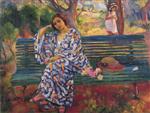 Henri Lebasque  - Bilder Gemälde - Young woman seated on a bench