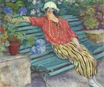 Henri Lebasque  - Bilder Gemälde - Young woman seated with hydrangeas