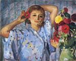 Henri Lebasque  - Bilder Gemälde - Young Woman with Flowers