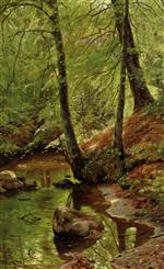 Peder Mønsted - Bilder Gemälde - A Forest Stream