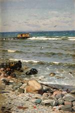 Peder Mønsted - Bilder Gemälde - Am Strand
