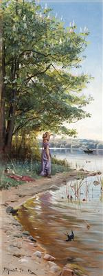 Peder Mønsted - Bilder Gemälde - By the Lake Esrum in Fredensborg