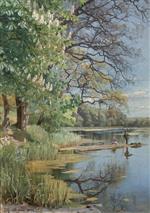 Peder Mønsted - Bilder Gemälde - Fishing on the Lake