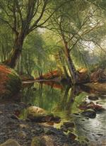 Peder Mønsted - Bilder Gemälde - Forest Stream
