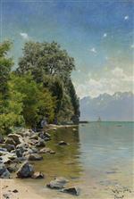 Peder Mønsted  - Bilder Gemälde - Lake Lemen, Switzerland