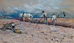 Hugo Mühlig - Bilder Gemälde - Bauern auf dem Feld