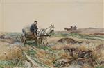 Hugo Mühlig  - Bilder Gemälde - Landschaft mit zwei Pferdekutschen