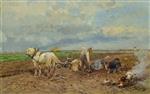 Hugo Mühlig  - Bilder Gemälde - Pferdefuhrwerk auf dem Kartoffelfeld