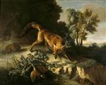 Jean Baptiste Oudry - Bilder Gemälde - A Fox Stalking a Brace of Partridges