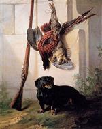 Jean Baptiste Oudry - Bilder Gemälde - Hound with Gun and Dead Game