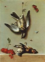 Jean Baptiste Oudry - Bilder Gemälde - Still Life of Dead Birds and Cherries