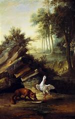 Jean Baptiste Oudry  - Bilder Gemälde - The Fox and the Stork