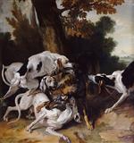 Jean Baptiste Oudry  - Bilder Gemälde - To the Death of the Wolf