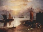 Joseph Mallord William Turner  - paintings - Sun Rising through Vagour, Fishermen Cleaning and Sellilng Fish