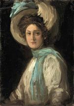 John Lavery - Bilder Gemälde - A Lady in Blue and White
