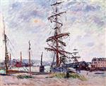 Gustave Loiseau - Bilder Gemälde - Boats at Dock in Le Havre