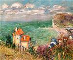 Gustave Loiseau  - Bilder Gemälde - Houses at the Foot of the Cliffs, Fécamp