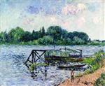 Gustave Loiseau  - Bilder Gemälde - Laundry Boat on the Seine at Herblay