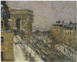 Gustave Loiseau  - Bilder Gemälde - Paris, the Arc de Triomphe in the Snow