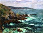 Gustave Loiseau  - Bilder Gemälde - Rock cliffs by the sea in Britany