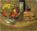 Gustave Loiseau  - Bilder Gemälde - Still LIfe with Fruit with Rose Colored Bowl