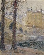 Gustave Loiseau  - Bilder Gemälde - The Bridge Marie, Snow Effect