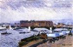 Gustave Loiseau  - Bilder Gemälde - The Docks, The Pont Boiledieu, Rouen