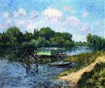 Gustave Loiseau  - Bilder Gemälde - The Laundry Boat on the Seine at Herblay