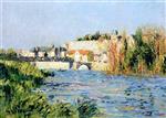 Gustave Loiseau  - Bilder Gemälde - View of a Town in the Sun from across the River