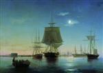Alexei Petrowitsch Bogoljubow  - Bilder Gemälde - Kronstadt Harbour in the Evening