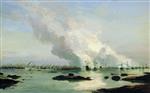 Alexei Petrowitsch Bogoljubow  - Bilder Gemälde - The Battle of Gangut