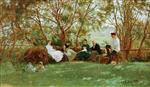 Ilya Efimovich Repin - Bilder Gemälde - Auf einer Rasenbank