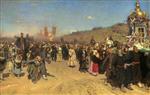 Ilya Efimovich Repin  - Bilder Gemälde - Kreuzprozession im Gouvernement Kursk