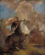 Joshua Reynolds - Bilder Gemälde - An Officer on Horseback