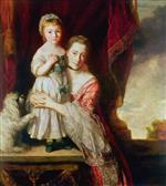 Joshua Reynolds  - Bilder Gemälde - Georgiana, Countess Spencer with Lady Georgiana Spencer