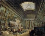 Hubert Robert - Bilder Gemälde - A Museum Gallery with Ancient Roman Art