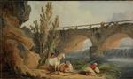 Hubert Robert - Bilder Gemälde - Bridge over a Cascade