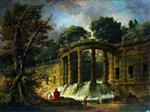 Hubert Robert  - Bilder Gemälde - Pavilion with Cascade