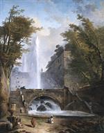 Hubert Robert  - Bilder Gemälde - Stair and Fountain in the Park of a Roman Villa