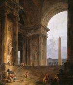 Hubert Robert  - Bilder Gemälde - The Obelisk