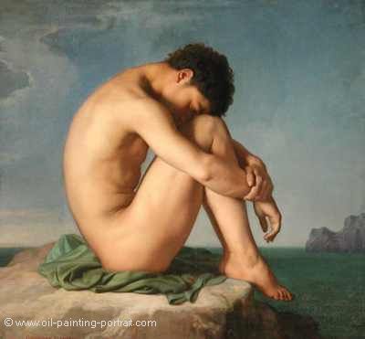 Young Man sitting by the Seashore