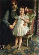Theo van Rysselberghe  - Bilder Gemälde - Portrait of Madame Goldner-Max and Her Daughter Juliette