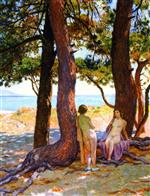 Theo van Rysselberghe  - Bilder Gemälde - Two Nudes under Pine-Trees