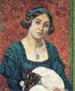 Bild:Young lady with a dog