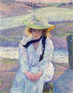 Theo van Rysselberghe  - Bilder Gemälde - Young Woman on the Banks of the Greve River