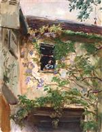 Max Slevogt - Bilder Gemälde - A Corner of the Courtyard with a Woman at a Window
