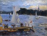 Max Slevogt  - Bilder Gemälde - Segelboote auf der Alster am Abend