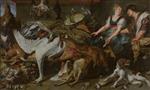 Frans Snyders  - Bilder Gemälde - Stilleben mit der Hündin und ihren Jungen, dem Koch und der Köchin
