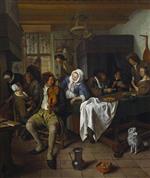 Jan Havicksz Steen  - Bilder Gemälde - Interior of a Tavern with Card Players and a Violin Player