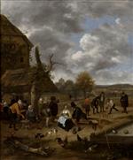Jan Havicksz Steen  - Bilder Gemälde - Landscape with an Inn and Skittles
